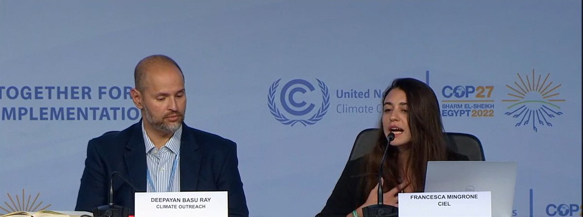 Climate Outreach (@climateoutreach) on Twitter photo It's critical that ACE be framed in terms of human rights, says <a href="/fra_mingro/">Francesca Mingrone</a> from <a href="/ciel_tweets/">Center for International Environmental Law</a>. Parties must uphold their obligation to public participation, which will lead to stronger work plans.
unfccc-events.azureedge.net/COP27_87630/agโฆ It's critical that ACE be framed in terms of human rights, says <a href="/fra_mingro/">Francesca Mingrone</a> from <a href="/ciel_tweets/">Center for International Environmental Law</a>. Parties must uphold their obligation to public participation, which will lead to stronger work plans.
unfccc-events.azureedge.net/COP27_87630/agโฆ