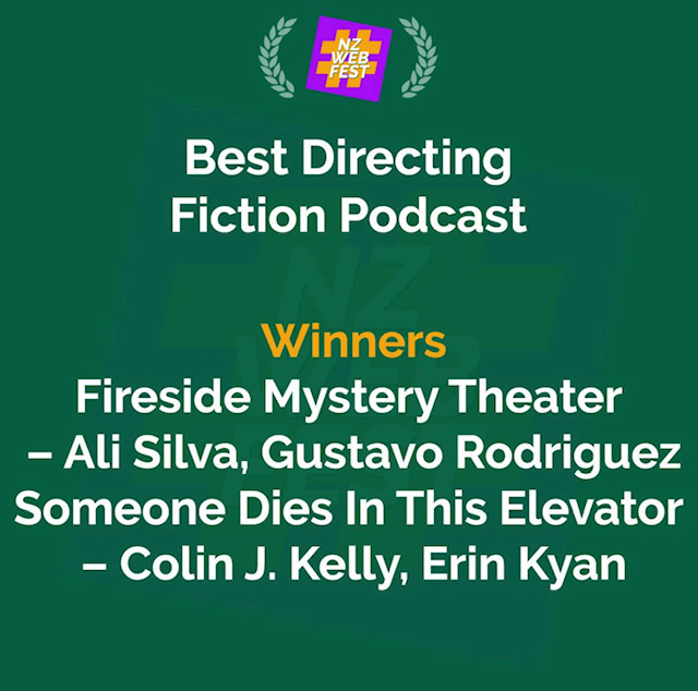 firesidemystery's tweet photo. Thank you #thankyou and #thanksagain to @NZWebFest! We love our fab leaders @AliSilvaPresent and @Sandovar and we're thrilled to share this award with @SDITEpod! 
#audiodrama #podcast #radiotheatre https://t.co/4oJS3nLyUn
