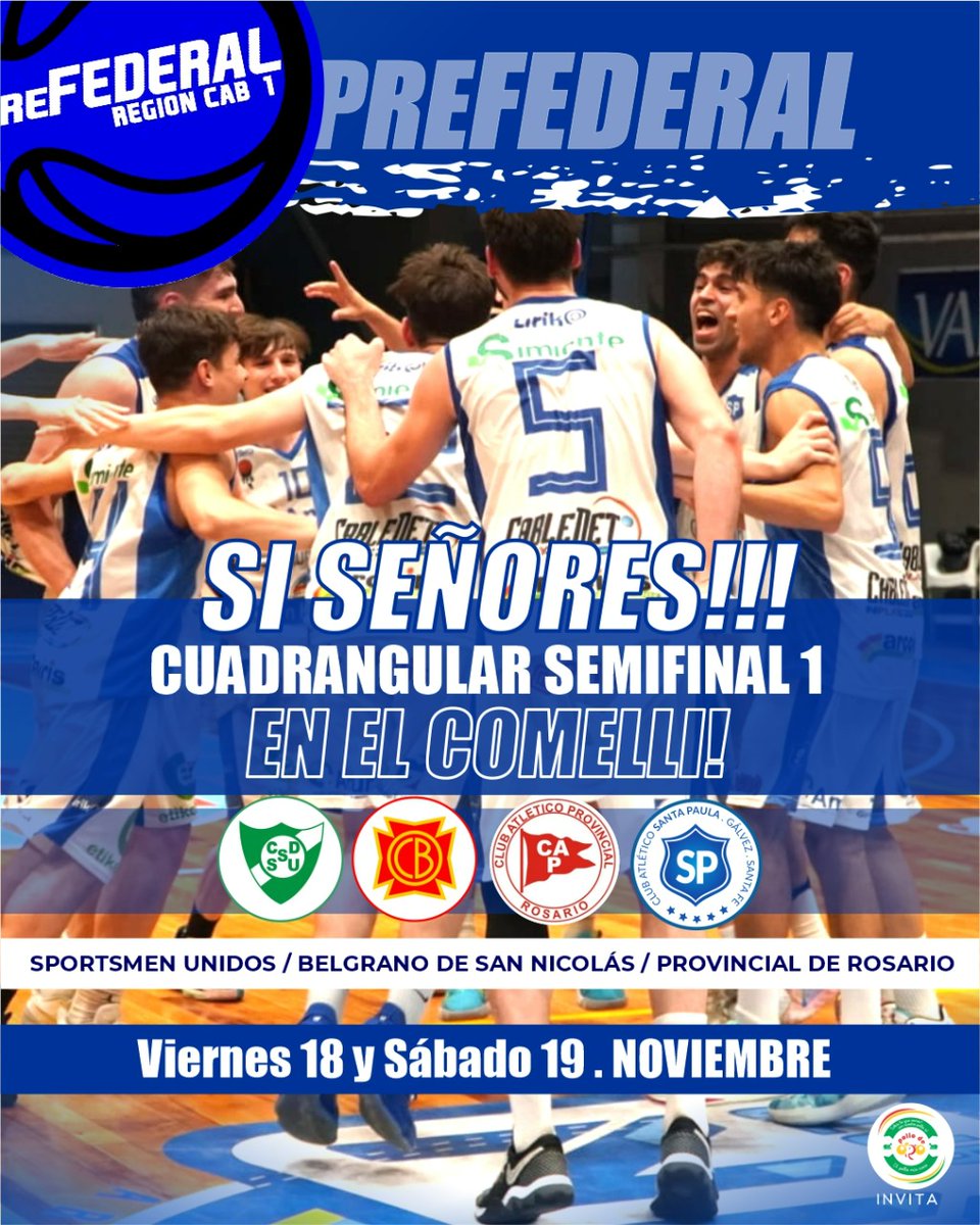 CASantaPaula's tweet photo. #PreFederal • JUGAMOS EN CASA

Tras el proceso de licitación de la @regdepcab1, se resolvió que el Cuadrangular Semifinal 1 del Pre Federal se jugará el 18 y 19 de noviembre en el Victor Comelli.

¡AGENDATÉ ESA FECHA! ¡GRAN EVENTO QUE OCURRIRÁ EN LA CIUDAD!

#ElAzuldeCalleMitre https://t.co/H97LcveGa1