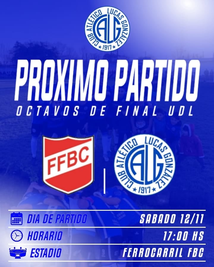 #Octavos #TorneoClausura #UDL2022

⚽ Ferro Vs. Lucas 
📅 Sábado 12
🕐 17:00 Hs.
🏟️ Ferro

UNA CIUDAD, DOS COLORES, UN SENTIMIENTO💙