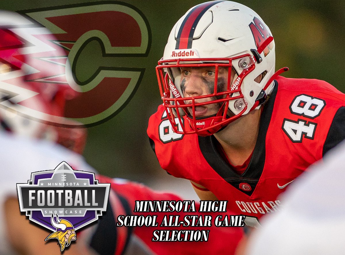 CentCougsFB's tweet photo. Congratulations to Reese Littlefield for receiving one of the highest honors and being selected to play in the Minnesota High School All-Star Game!Reese is the 24th player in CHS history and is the 8th player in 7 years to be selected.🔴⚪️⚫️ https://t.co/z8ow1znTPI