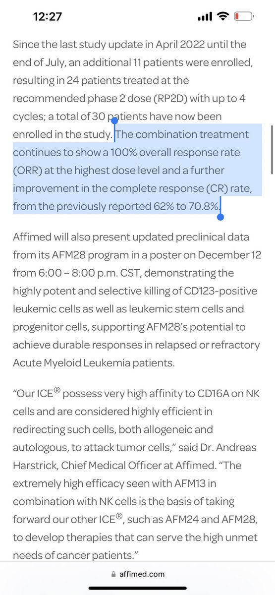 LONGADAP's tweet photo. $AFMD/@affimed proved me right (and would do even better with more cycles, higher dose, and/or earlier line treatment) because using the new CRR, 50% of previous PR did or would (on average) turn CR.

CRR after 1 cycle (5/12)=41.66%
CRR “up to 4 cycles” (17/24)=70.83% https://t.co/LsdV1d6aYH