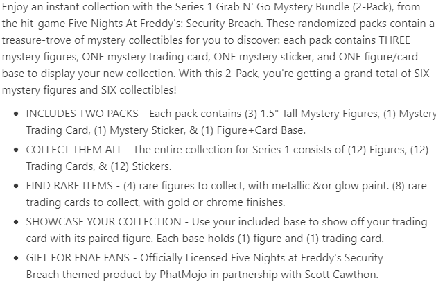 FIVE NIGHTS AT FREDDY'S - Grab N' Go Mystery Bundle 2-Pack (Series 1)  ONLINE EXCLUSIVE