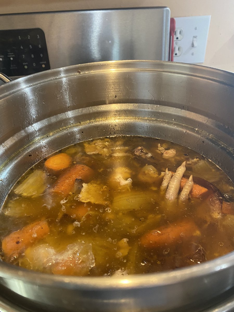 My chicken stock is flipping me the bird 🐓 #dinnertime #Cooking #Foodie