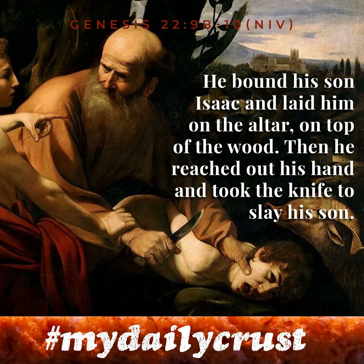 crust_daily's tweet photo. That #God would even ask &amp; that #Abraham would agree, shows how sh*t these two are. [#Caravaggio (c.1602), The #Sacrifice of #Isaac]

#knife #slay #son #verseoftheday #bible #satire #christian #religion #mythology #superstition #deconstruction #faith #biblestories #godisevil #art https://t.co/8NqwJPNM6J