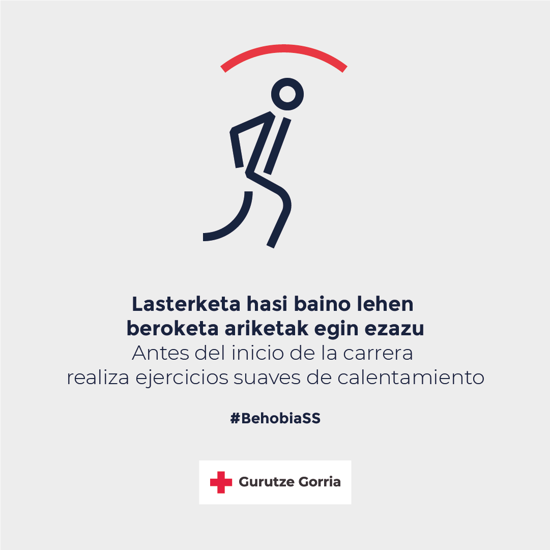 CruzRojaGip's tweet photo. #BehobiaSS
Lasterketa hasi baino lehen beroketa ariketak egin ezazu. Antes del inicio de la carrera realiza ejercicios suaves de calentamiento, incluyendo ejercicios de estiramiento. #bss #bss505025 #behobia #behobiasansebastian #BSS50 https://t.co/uN9P7DcBKR