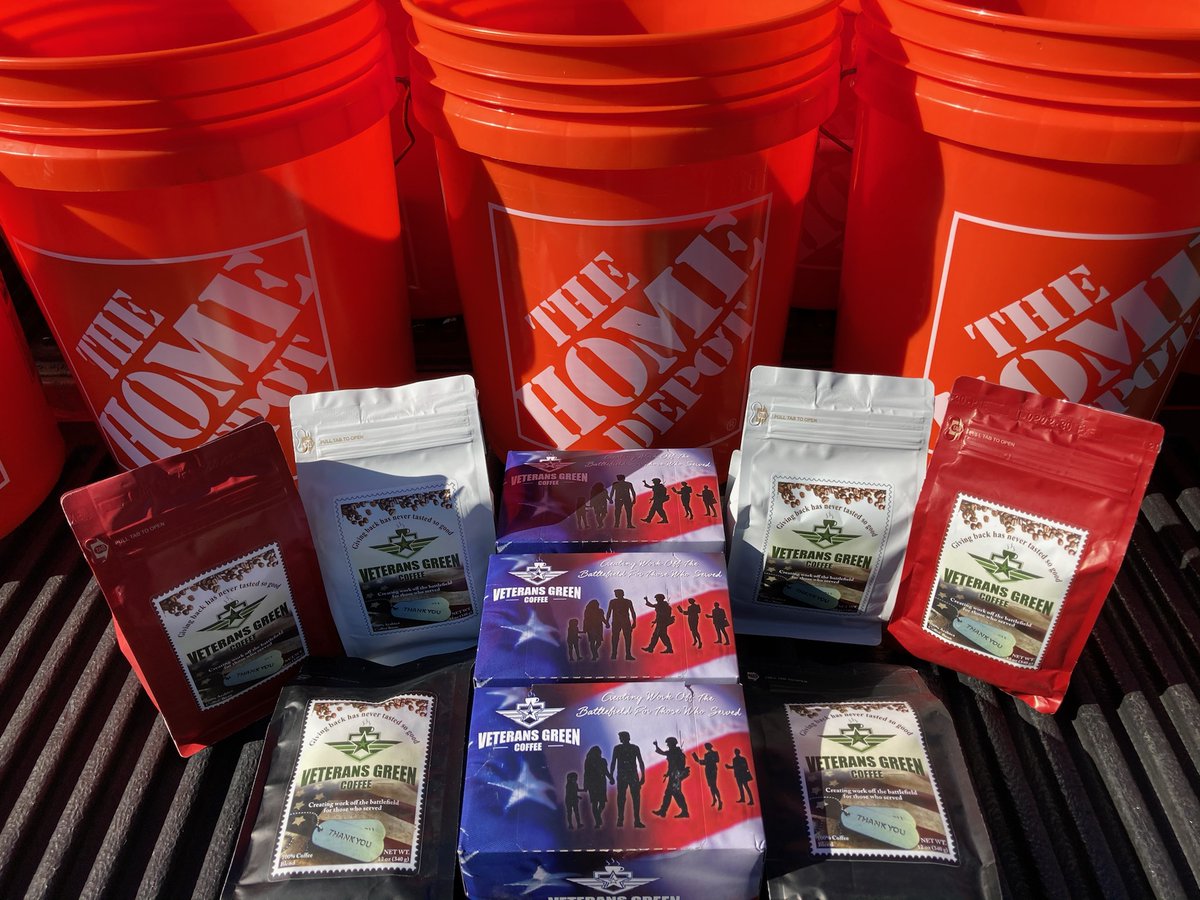 Thank you, Veterans Green Coffee, for donating delicious coffee for Veteran's Day, to our Military and Veterans. veteransgreencoffee.com

PS: Thank you Home Depot for the gift buckets! 
#HomeDepot #H2Heroes #VeteransGreenCoffee
