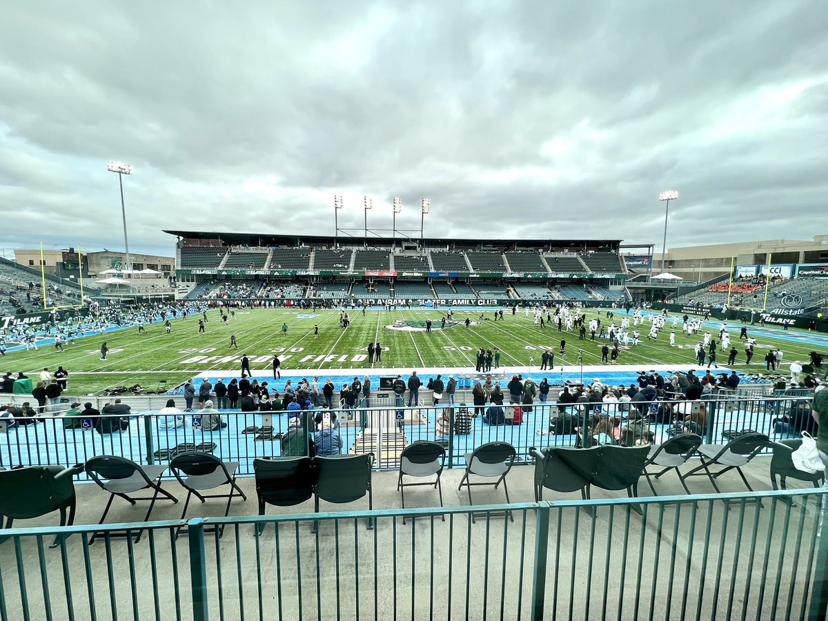 the_jewilson's tweet photo. Gameday in the Big Easy between a pair of top 2️⃣5️⃣ teams on the field…

…and a pair of @abellevm protégés in the pressbox 📝

@UCF_Football 🆚 @GreenWaveFB https://t.co/aCd1lMEfTQ
