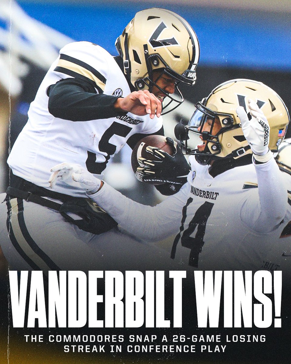 SECNetwork's tweet image. VANDY UPSETS NO. 24 KENTUCKY! 😤 @VandyFootball