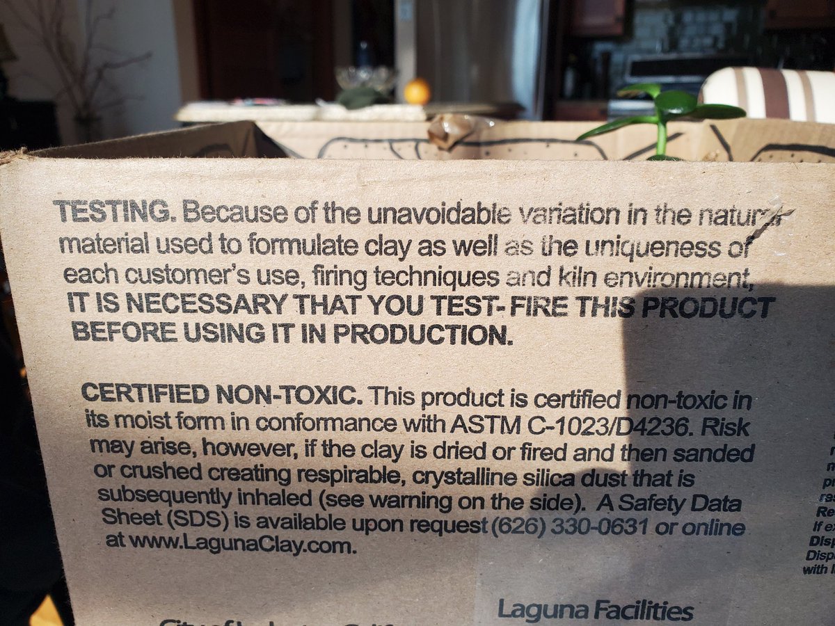 A friend's pottery clay has a warning about testing before pushing to production.