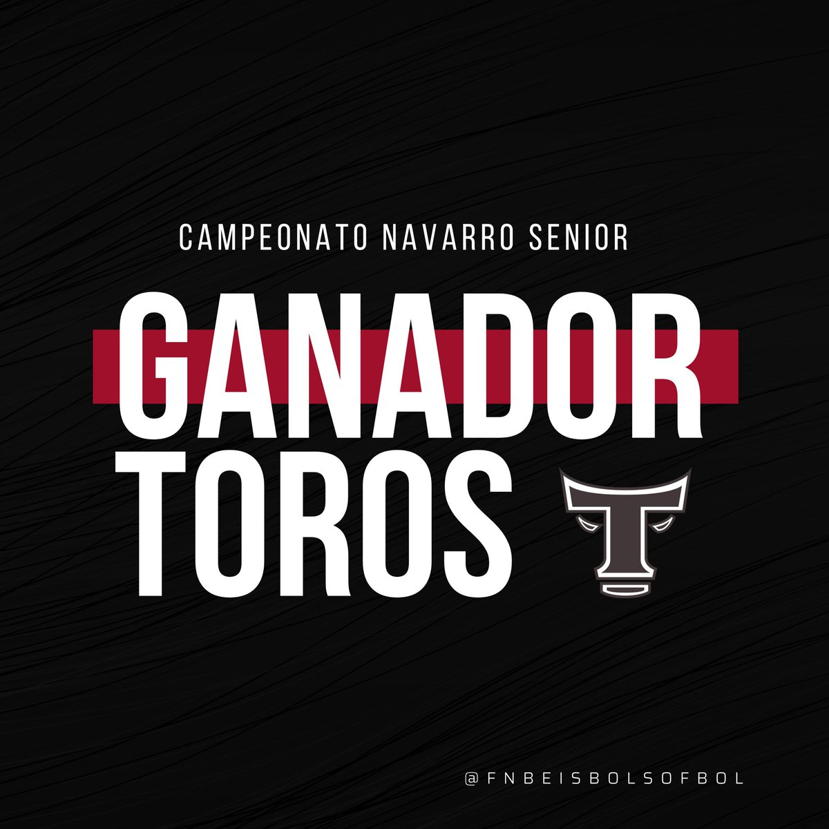 ¡Enhorabuena <a href="/CBSToros/">C.B.S. Toros Pamplona</a>! Campeón del Campeonato Navarro Senior de béisbol.
Y gracias a <a href="/irabiabeisbol/">Beisbol Irabia</a> por ofrecernos un partido tan disputado. La final se decidió por la mínima con el resultado de 3-2 a favor de Toros.

#fenabs #beisbol #toroscampeon #deportenavarra