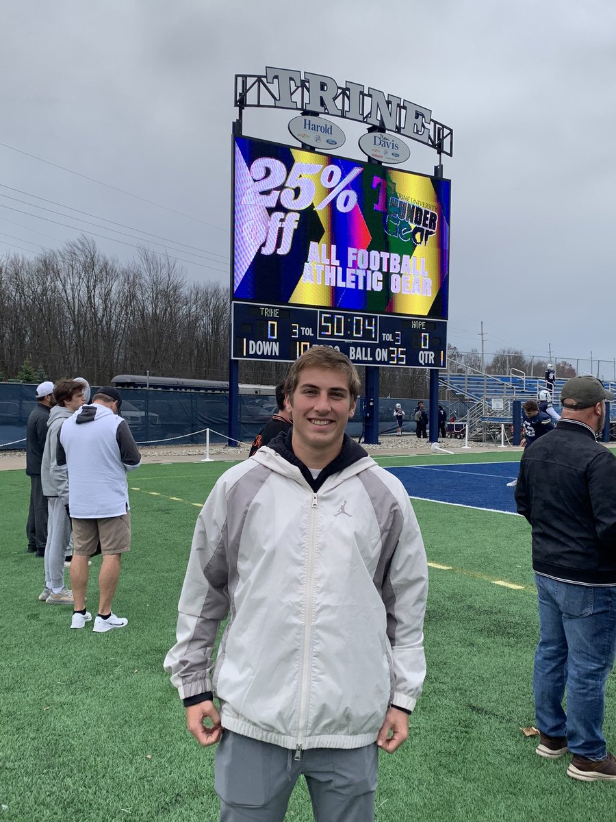 Awesome Game Day visit <a href="/TrineThunderFB/">Trine Thunder FB</a> last weekend. Great to hear <a href="/CoachAbbs/">Troy Abbs</a> speak before the game. Best game day atmosphere I have experienced so far.