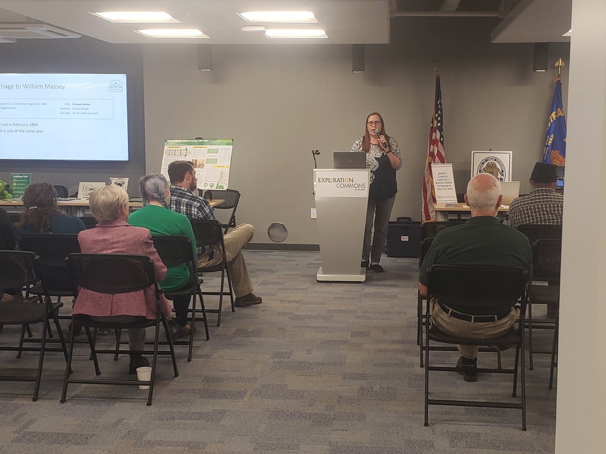 CelebratingAmer's tweet photo. Diane Boettcher presenting on  Ellsworth Cemetary, the historically African-American Cemetary just outside Westminster. Sixteen Civil War soldiers are buried here.  #CelebratingAmerica https://t.co/qOb4FZoKVr