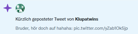 PogChamp, danke für den Hinweis Twitter:
