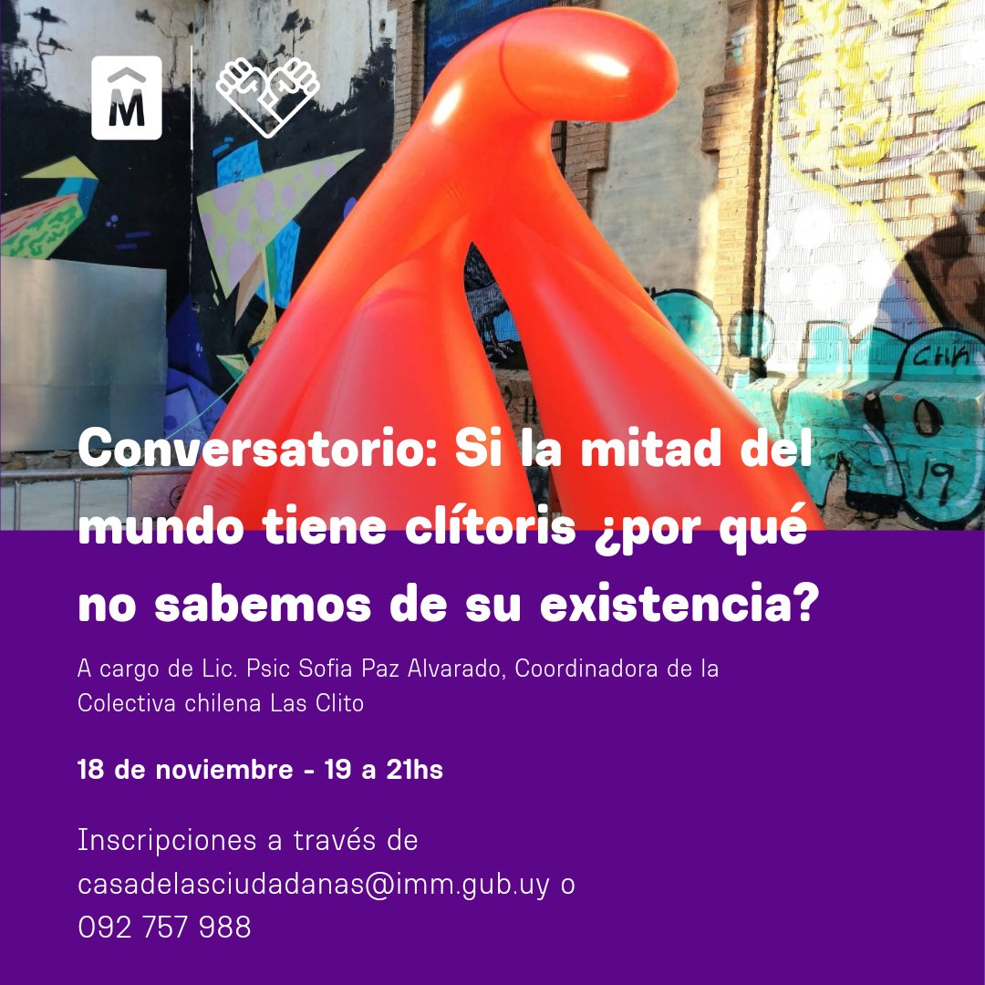 👋🏼🇨🇱🏡 El 18 de noviembre recibimos a la colectiva Las Clito de Chile con este conversatorio. 

Inscripciones a través del mail casadelasciudadanas@imm.gub.uy y el WhatsApp 092 757 988. 

⚠️ Cupos limitados 
🌈 Contaremos con espacio de cuidados

<a href="/IMgenero/">Montevideo Género</a> <a href="/montevideoIM/">Intendencia de MVD</a>