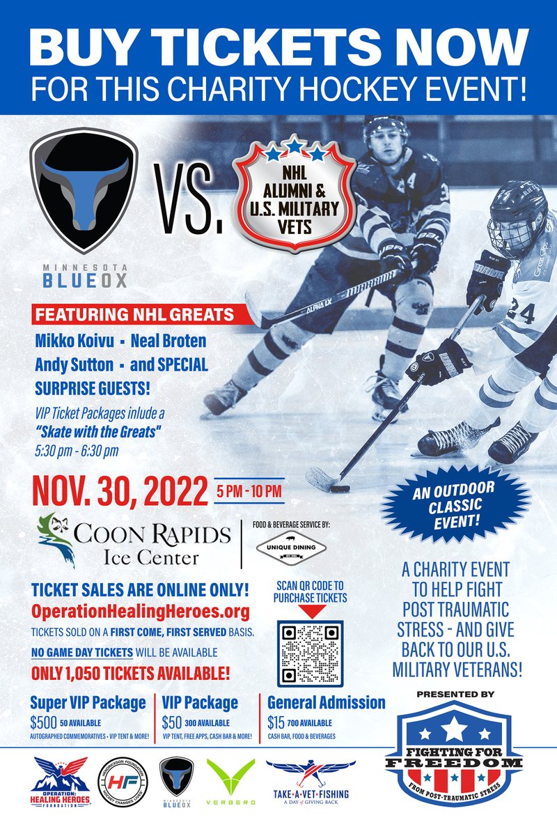 LetsPlay_Hockey's tweet image. Come on out and support veterans and watch some great hockey. Nov. 30 in Coon Rapids.