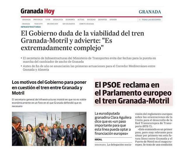 PP_Motril's tweet photo. ➡️ El Gobierno (PSOE) duda de la viabilidad del tren Granada-Motril.
➡️ El PSOE reclama en el Parlamento europeo el tren Granada-Motril.
🔴 En qué quedamos❓
Sería bueno que el Partido Socialista aclarara su postura.... https://t.co/XIvxiNBUIv