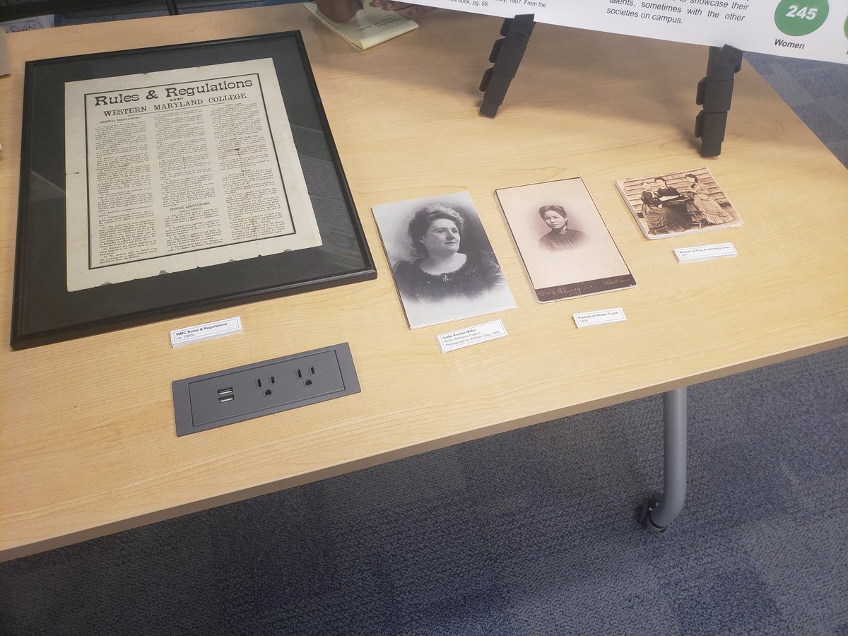 CelebratingAmer's tweet photo. @HooverLibMcD is here with us today!! Their exhibit focuses on the experience of women at Western Maryland College during the institution's first 33 years. It also highlights some of its most famous female alumni such as Sadie Kneller Miller! @McDanielCollege #CelebratingAmerica https://t.co/aTXsnNj2JE