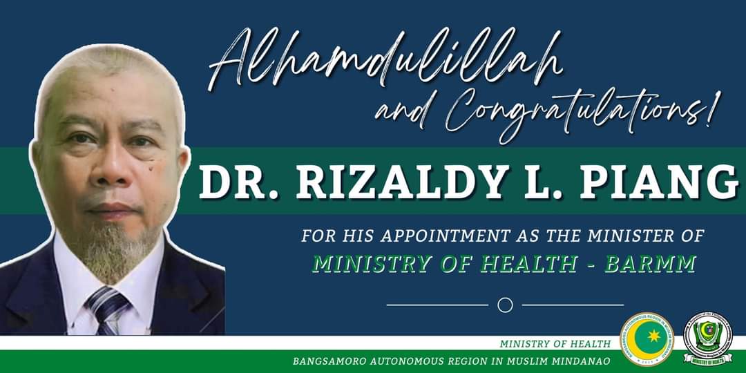MOHBARMM's tweet photo. Alhamdulillah and Congratulations!

The entire workforce of the Ministry of Health - BARMM extends our warmest greetings and courtesies to DR. RIZALDY L. PIANG as the newly appointed MOH Minister on November 9, 2022 (Wednesday) at the Bangsamoro Government Center, Cotabato City. https://t.co/rNoFQBg69i