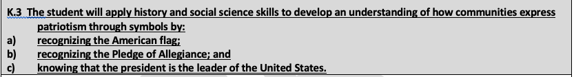BPaves's tweet image. Youngkin&apos;s team at the dept. of education released rewritten history/social science standards. 

While there&apos;s some overlap, it&apos;s def different from the one under development for the last two years.

E.g. the before/after on how kindergarteners are taught patriotism.