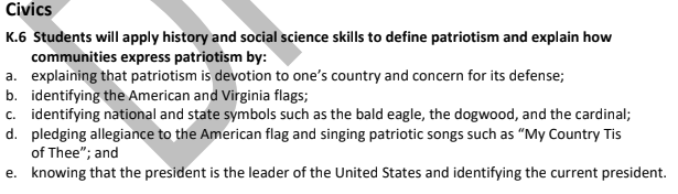 BPaves's tweet image. Youngkin&apos;s team at the dept. of education released rewritten history/social science standards. 

While there&apos;s some overlap, it&apos;s def different from the one under development for the last two years.

E.g. the before/after on how kindergarteners are taught patriotism.