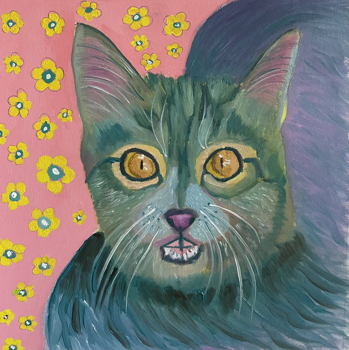 Psycho kitty painting. Don’t turn your back on this one! Available NOW in our Etsy shop. etsy.com/shop/KoolKatzA… #cat #CatsOnTwitter #catlovers #catlife #Caturday