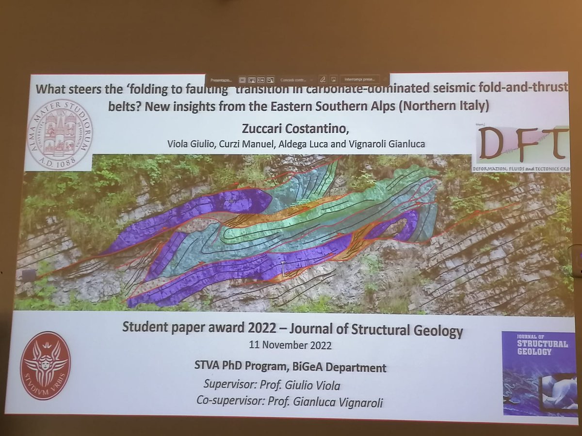 Deformation, Fluids, Tectonics Group #UniBO (@dft_unibologna) on Twitter photo Yesterday C. Zuccari <a href="/Cost_zuccari/">Costantino Zuccari</a>, a PhD student in our DFT research group, received the Student Author Award 2022 by the Journal of Structural Geology, for the paper urly.it/3qy6p!
Congratulations for this achievement and best wishes for his future! Proud of you! Yesterday C. Zuccari <a href="/Cost_zuccari/">Costantino Zuccari</a>, a PhD student in our DFT research group, received the Student Author Award 2022 by the Journal of Structural Geology, for the paper urly.it/3qy6p!
Congratulations for this achievement and best wishes for his future! Proud of you!