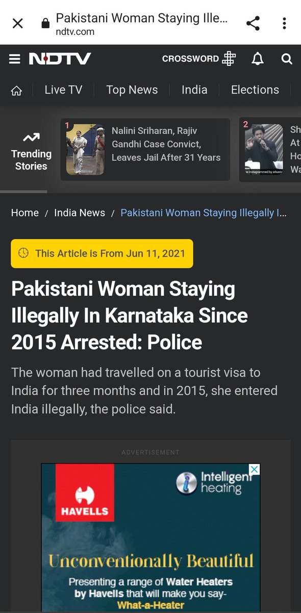 1) 2021: Karnataka Police arrested a woman on charge of being a Pakistani national.

2022: HC grante...