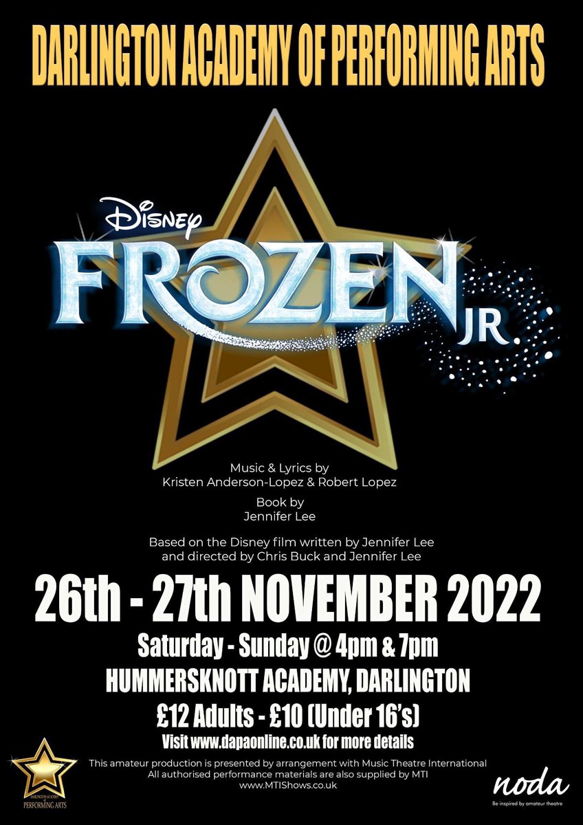 Do you wanna build a Snowman? ⛄️ 
Two weeks today we are bringing the North East premiere of Frozen Jr. the Musical to Darlington at Hummersknott Academy
Make sure you have your tickets for this magical show! 
ticketsource.co.uk/darlington-aca… <a href="/lovedarlouk/">#LoveDarlo</a> <a href="/darloforculture/">Darlington For Culture</a> <a href="/HummersknottAct/">Hummersknott Active</a>