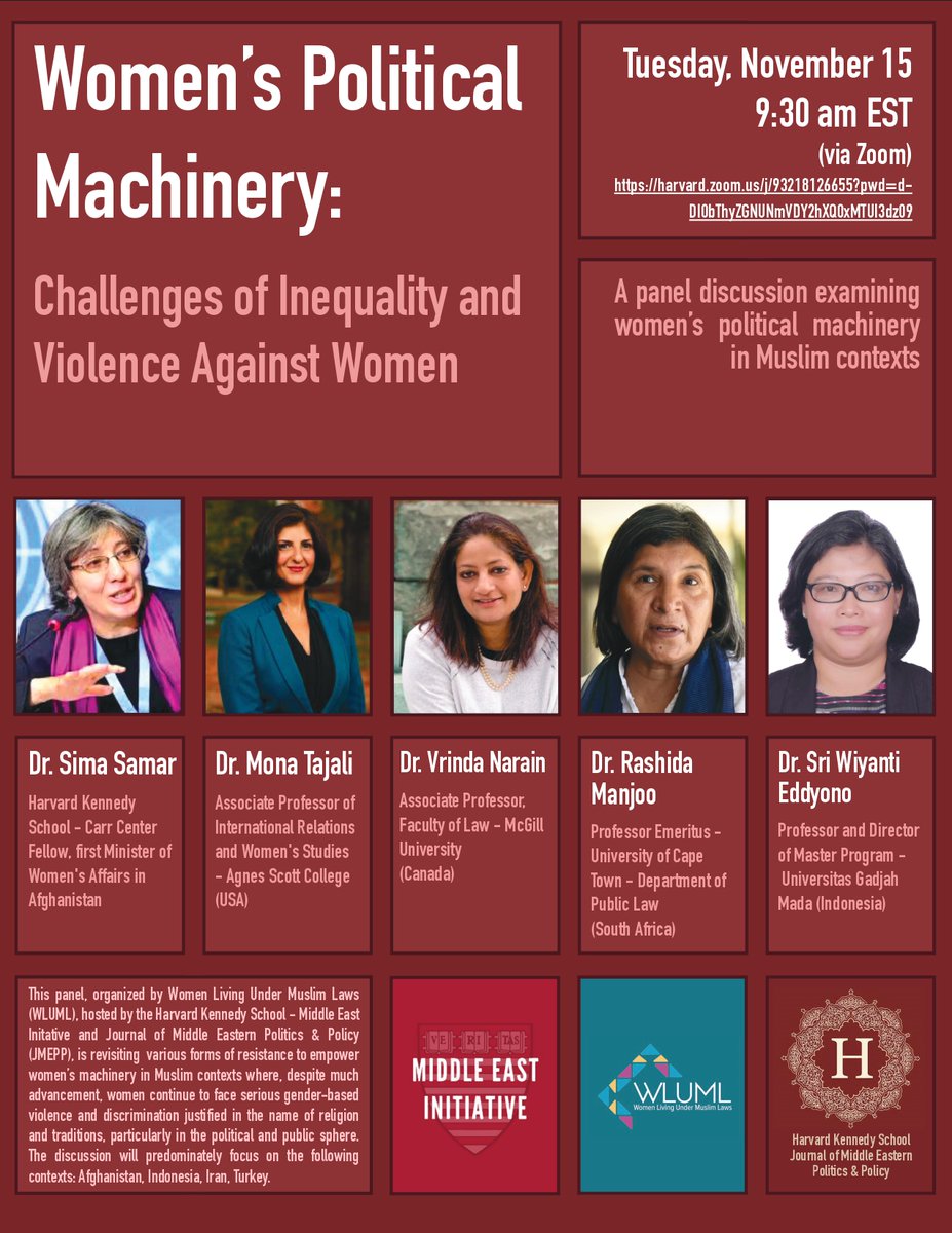 WRNnews's tweet photo. #𝐖𝐞𝐛𝐢𝐧𝐚𝐫
Women's Political Machinery
Despite advancement, #women face #gender-based violence &amp; discrimination justified in the name of #religion &amp; traditions.
🟥Tuesay, 15 November 9.30am EST
🟥Join: https://t.co/y37xt91n4w
Organised by @WLUML, @MiddleEast_HKS &amp; @HKS_JMEPP https://t.co/kiQefzJ9eS