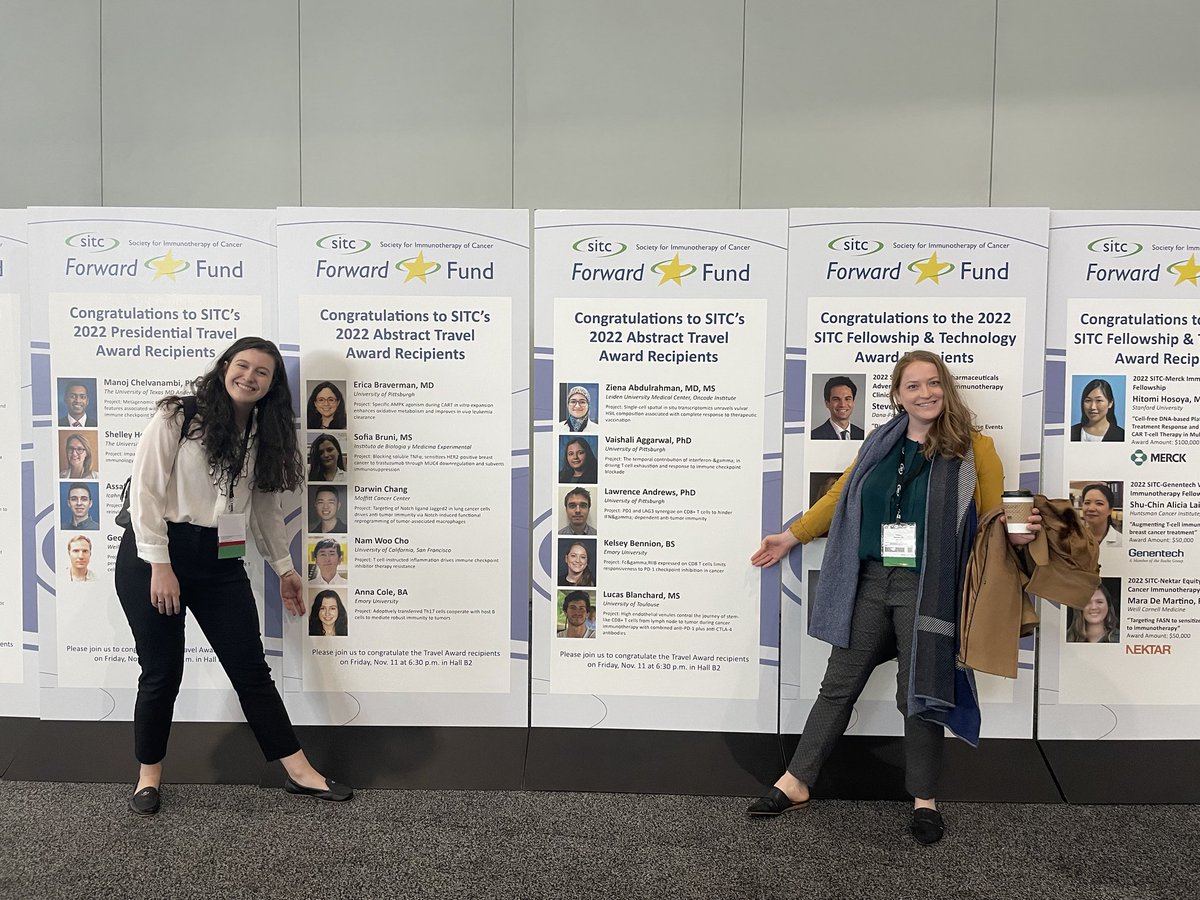 Travel awards all around for these two exceptional tumor immunologists Anna Cole ⁦<a href="/AnnaCamille98/">Anna Cole</a>⁩ and Kelsey Bennion ⁦<a href="/BennionKelsey/">Kelsey B. Bennion</a>⁩! ⁦<a href="/sitcancer/">Society for Immunotherapy of Cancer</a>⁩ #SITC2022.
