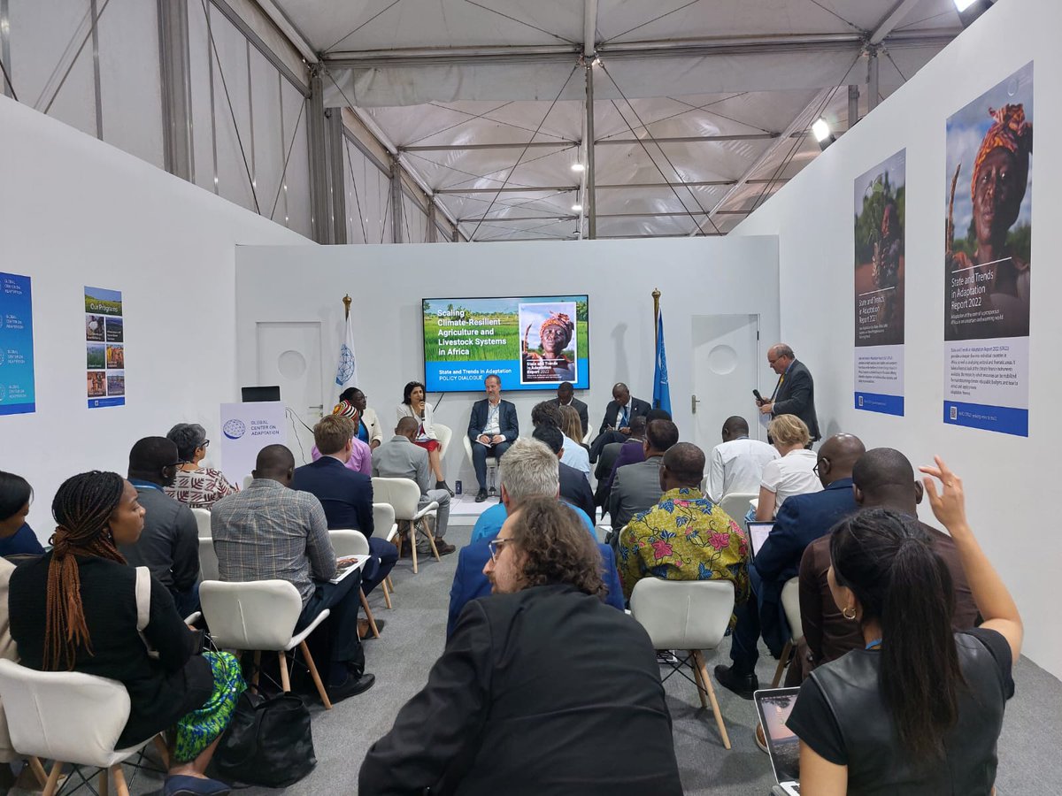 GCAdaptation's tweet photo. Important dialogue on scaling climate-resilient agriculture & livestock systems in Africa on #AdaptationDay at #COP27 with @DrRwamiramaBK @Ede_WBG @Jo_Puri @EnockChikava @JenniferBaarn Todd Crane.
Learn more: https://t.co/RYyaPAdsy9 https://t.co/QQx51zf2HR