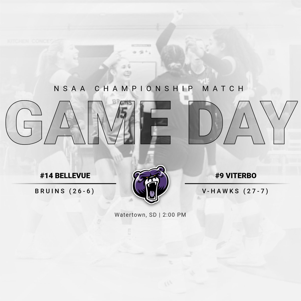 Rubber match for the title. 🏆

After splitting the two regular-season matches, Bellevue and Viterbo will face off for a third time this afternoon — with an NSAA tournament title and NAIA national tournament automatic bid on the line.