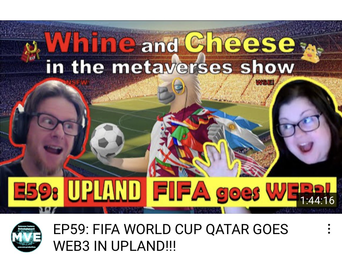 I was invited by The Whine and Cheese Show as The Italian Zorro 😂 to give my opinion about <a href="/Uplandme/">Upland</a> <a href="/fifaworldcup/">FIFA World Cup</a> partnership with  <a href="/ben68/">Big_en68</a> @UccDak <a href="/Themetaverses/">Whine and Cheese in the Metaverses Show</a> <a href="/shaktilyncrypto/">Shaktilyn.eth</a> #WEB3 #NFTs #WorldcupQatar2022 #NFT