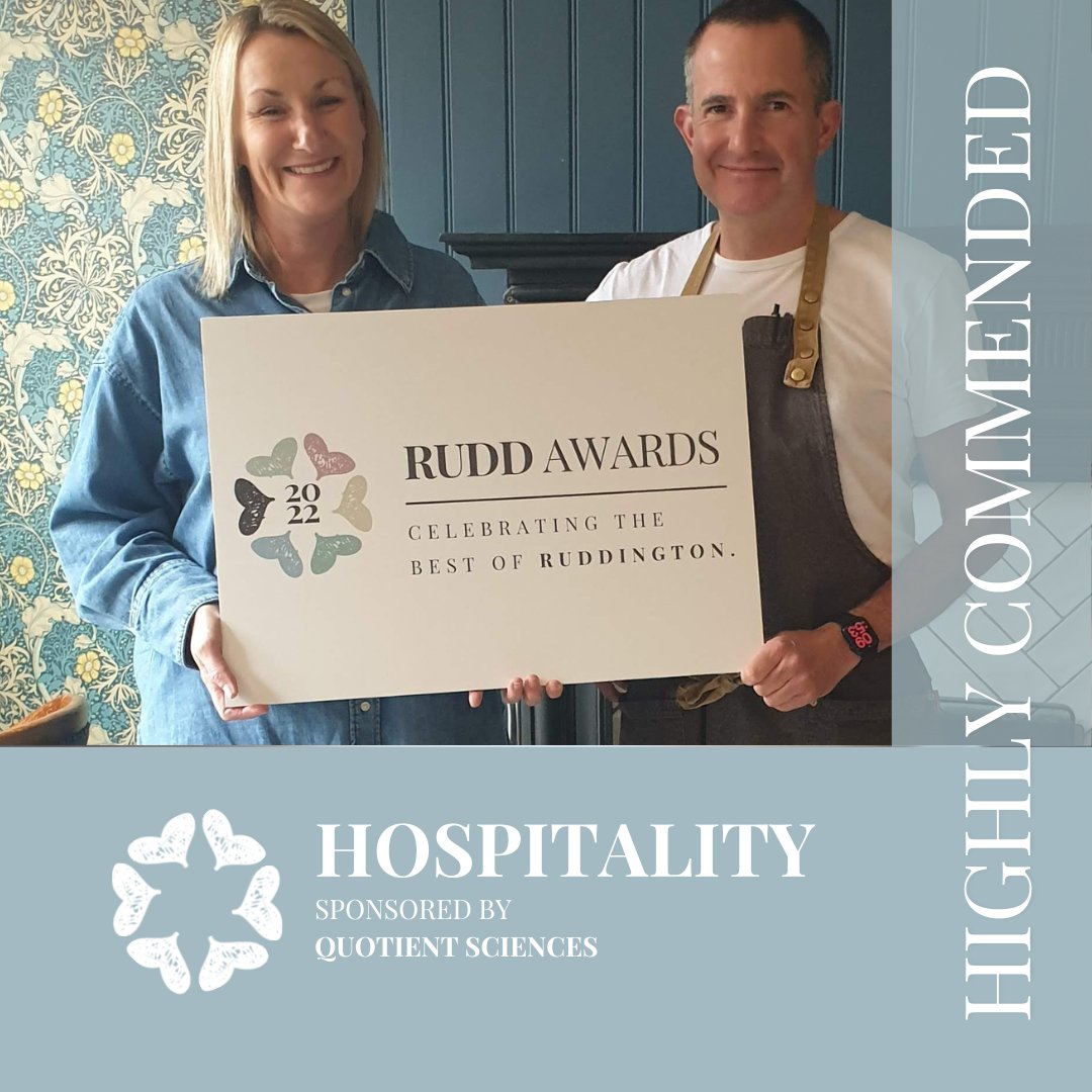 On to our Hospitality category sponsored by @Quotient_Sci... and named as Highly Commended... well done to @ruddingtonarms 🎉 Judges recognised the quality of the food, and noted their work during the pandemic in opening a Saturday car park market. Congratulations to the RA team!