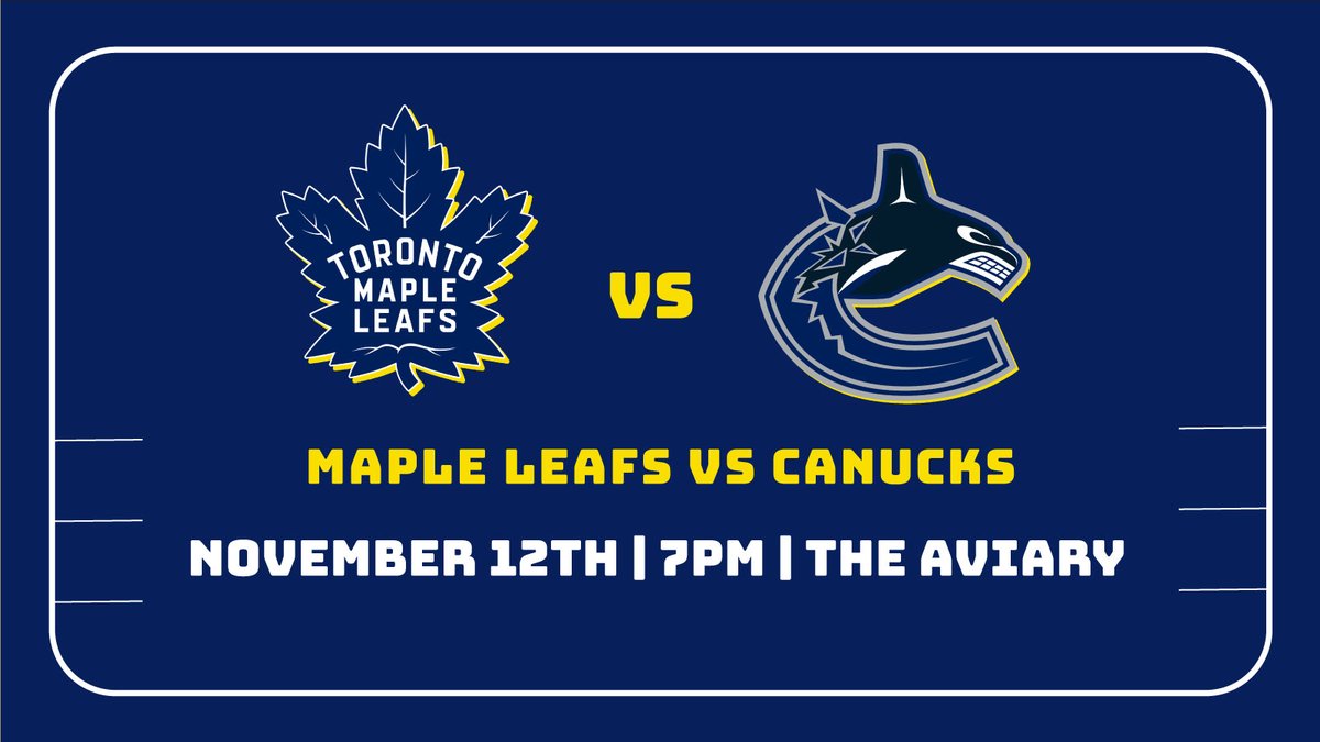 AviaryBrewpub's tweet photo. 🏒 Maple Leafs vs Canucks, tonight at 7PM 🏒
We've got the game with sound on tonight 🔊
During all regular season Maple Leafs games get $1off pints of @LongsliceBrews draught! 
See all events: https://t.co/NReqOR5K5j
#leafsForever #toronto #AviaryBrewpub #LongsliceBrewery #beer https://t.co/IZzKvAivdT