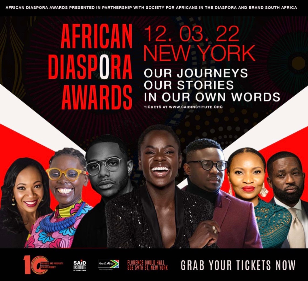 Our 2022#AfricanDiasporaAwards highlights a #sharedjourney 
We are honored to share stories and enrich our community.

We are excited to have you all in attendance. RSVP by clicking the link: ow.ly/tbaF50LBA5q

#ADA2022 #progressandprosperity #nyc