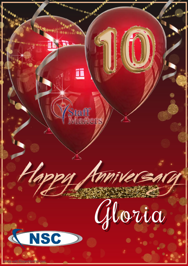 StaffMattersInc's tweet photo. #Happy 10th #Anniversary Gloria!
We're so proud that you are part of our team! https://t.co/78zktwhmhu
