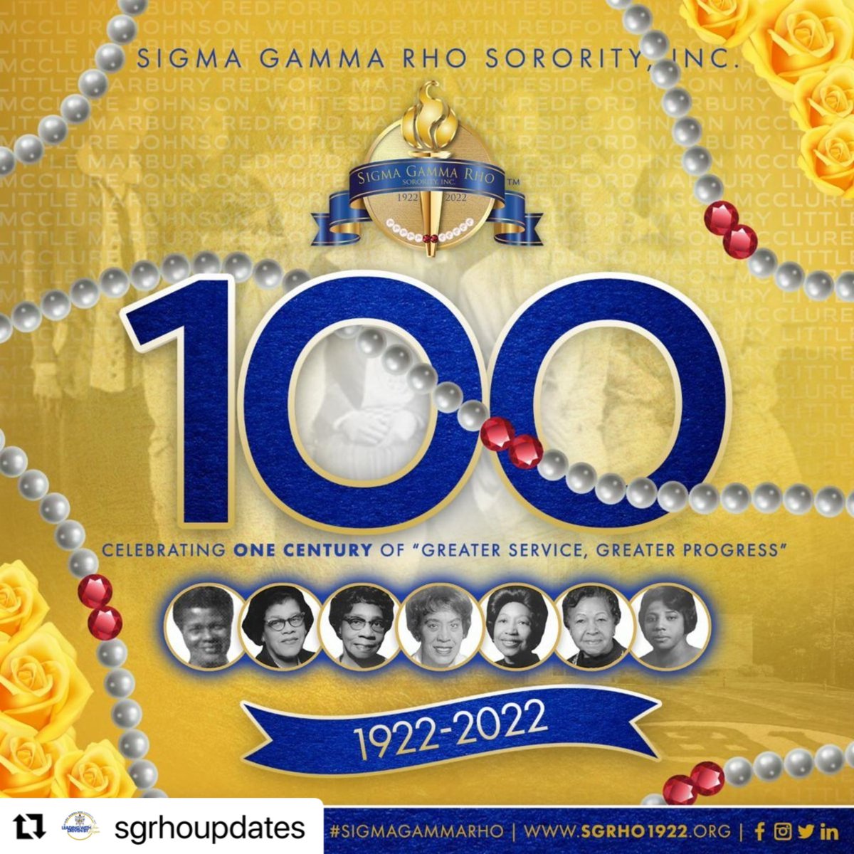 epsilonphisigma's tweet photo. Celebrating 100 Years of Sigma Gamma Rho Sorority, Incorporated! Happy Centennial Sorors! Today is the day to reflect on how far we have come and the next chapter of our illustrious sisterhood!

#SGRho100 #SigmaGammaRho #SGRhoCentennial #Greater https://t.co/DcbKeTM1no