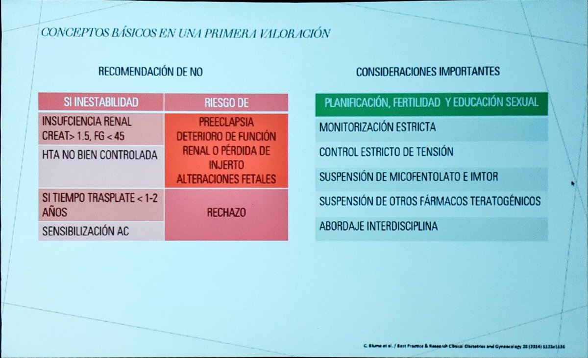 #Senefro22 claves para recomendar sobre embarazo a pacientes trasplantadas renales. Co responsabilidad. Dra Rdgz Cubillo