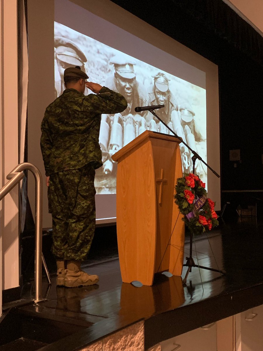 Pocock students and staff paused to remember and we thank former graduate, Pte. Peterson, for attending our Remembrance Day ceremony yesterday.