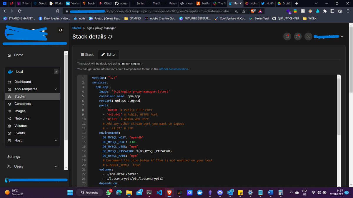 orbitturner's tweet image. 🖖🏾💛 HELLO DEVOPS💛😉

We Are Saturday and i&apos;m in a New Project for a big client  where i&apos;m in charge of all the Software and Infra Architecture. So, im having a lot of fun with the trio #DockerCompose #Portainer #NginxProxyManager 😊❤️

#NextStep: #k8s

#StayTunedToBeInformed