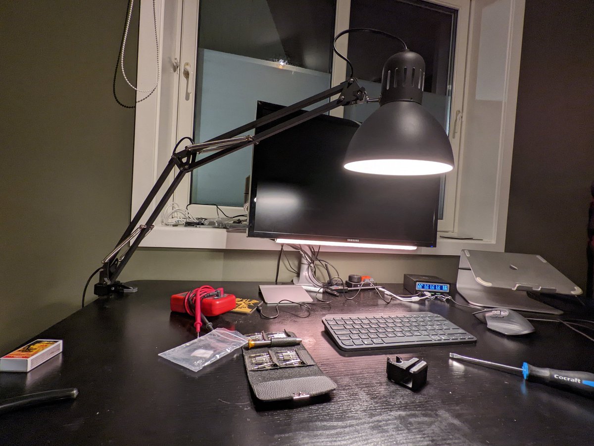 petrepa's tweet photo. Left the lamp leaning over the table like this for a couple of days, and sadly the design (printed in PLA) couldn't handle the load... https://t.co/px8CLzBuWe