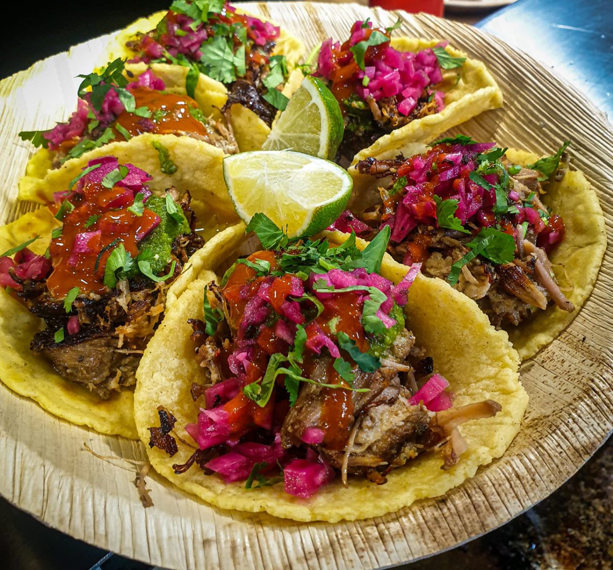 Slingin the goods right now, HWKRMRKT <a href="/btrbrewco/">By The River Brew Co.</a>

Crispy pork belly carnitas 👇