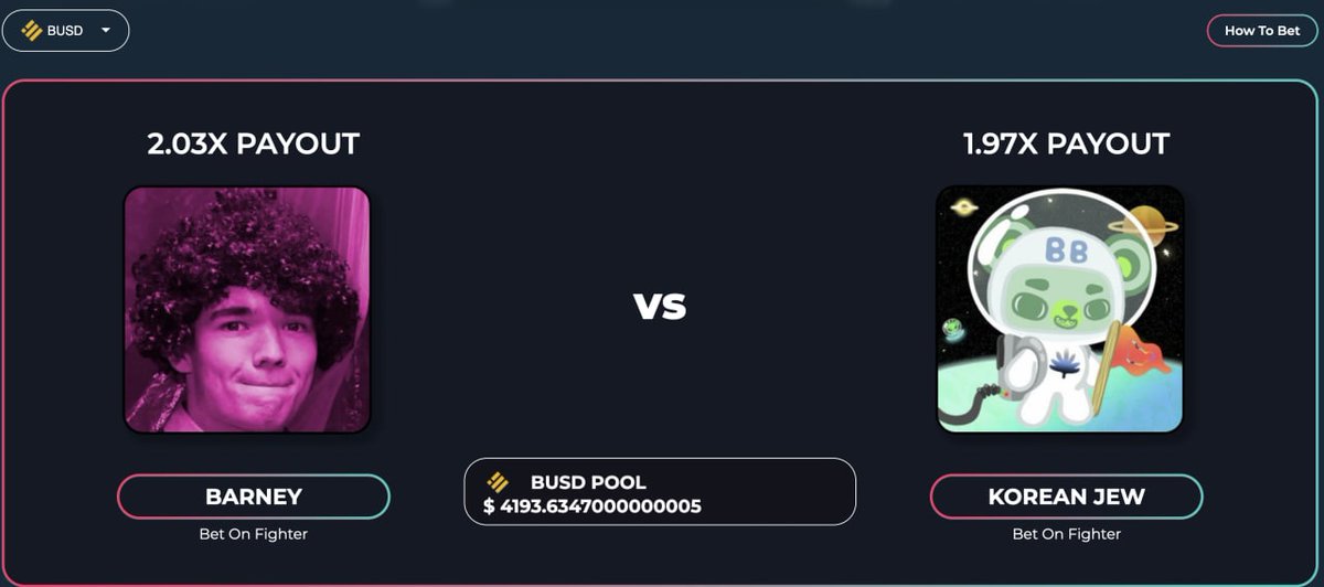 The POOLS ARE PUMPING!! Get your bets in NOW!  
<a href="/barneytheboi/">barneytheboi</a> VS <a href="/koreanjewcrypto/">KJ Crypto</a> fight is next on #CryptoFightNight!
Bet here on desktop: fightnight.bullbets.io/fight-4.html