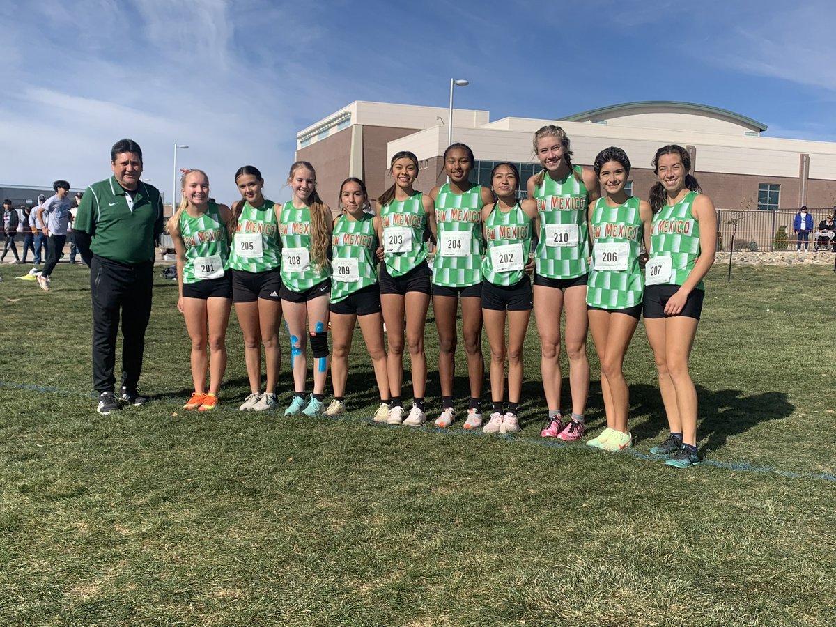 NMHSCA's tweet image. This is really cool! Red vs. Green All-Star Cross Country! Coach David Nunez of Organ Mountain leading the green &amp;amp; Patrick Ortiz of Pecos leading the red. #NMAllstars