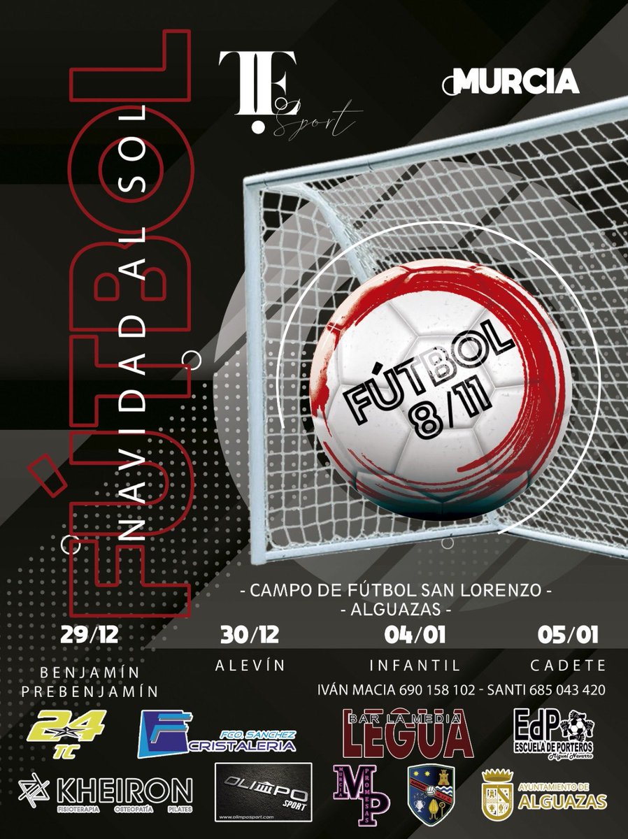 OS PRESENTAMOS NUESTRO PRIMER TORNEO DE NAVIDAD, “NAVIDAD AL SOL” CON LA MAGNÍFICA PARTICIPACIÓN DE 42 EQUIPOS Y ALREDEDOR DE 600 DEPORTISTAS Y CON CON LA COLABORACION DEL AYUNTAMIENTO DE ALGUAZAS.