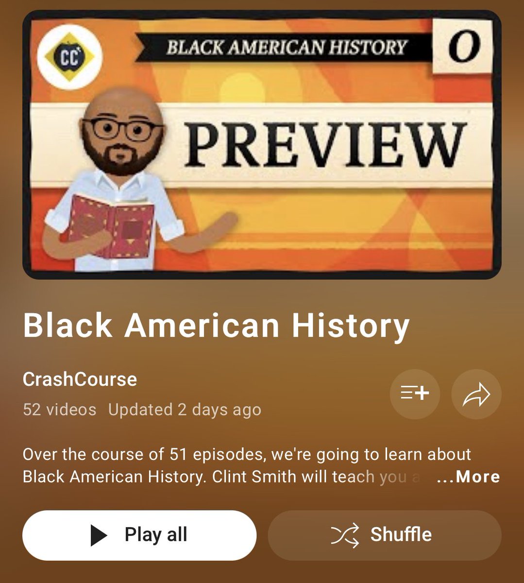 This week we put out the final episode of Crash Course Black American History. We worked on this series for over 3 years and put out 51 episodes spanning the transatlantic slave trade to the Black Lives Matter movement. I’m so proud of what we made. youtube.com/playlist?list=…