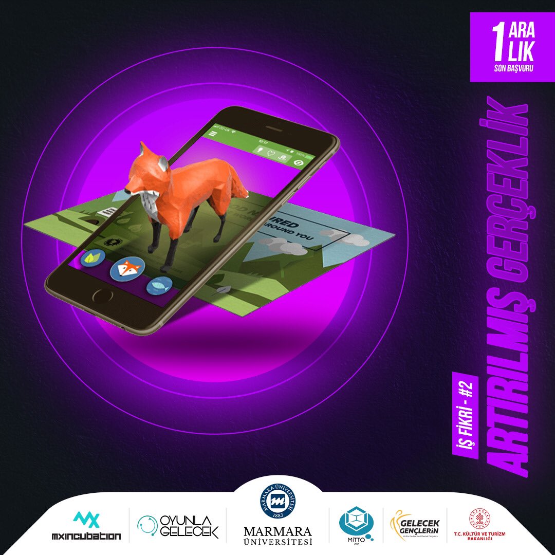 Marmara Üniversitesi Mxincubation tarafından hazırlanan Yaratıcı Kültür Endüstrileri Kuluçka Programı kapsamında Asya Kültürü &amp; Mitolojisi temalı Artırılmış Gerçeklik içeren proje fikrin var ise bu program tam senlik!

Son başvuru tarihi: 1 Aralık