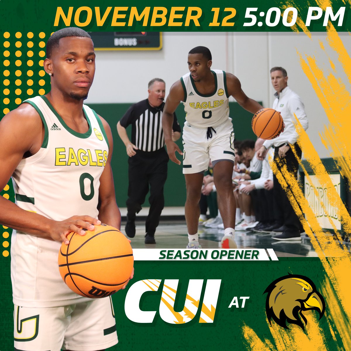 CUI Athletics (@cuigoldeneagles) on Twitter photo Time for the regular season opener for <a href="/cuimbasketball/">CUI Men’s Basketball</a> with a chance to do something special!
🆚: at <a href="/LAGoldenEagles/">Cal State LA Athletics</a>
📺: ccaanetwork.com/csula/
📊: bit.ly/3GjelmO
🎟️ ($10 cash only): bit.ly/3EtPvzE Time for the regular season opener for <a href="/cuimbasketball/">CUI Men’s Basketball</a> with a chance to do something special!
🆚: at <a href="/LAGoldenEagles/">Cal State LA Athletics</a>
📺: ccaanetwork.com/csula/
📊: bit.ly/3GjelmO
🎟️ ($10 cash only): bit.ly/3EtPvzE